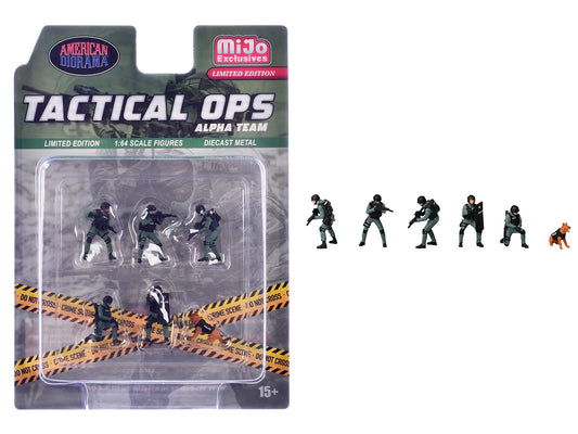 "Tactical Ops Alpha Team" 6 piece Diecast Figure Set (6 Figures) Limited Edition for 1/64 Scale Models