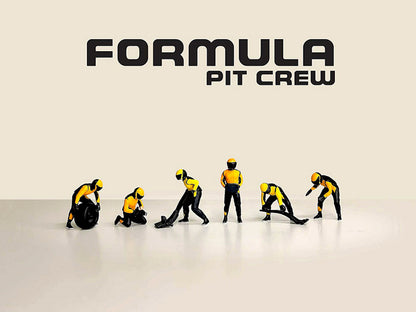 "Formula Pit Crew – Team Orange" 6 piece Diecast Figure Set (6 Figures) Limited Edition for 1/64 Scale Models