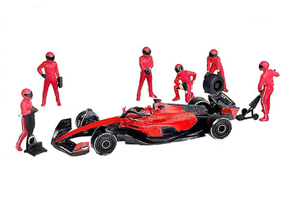 "Formula Pit Crew – Team Red" 6 piece Diecast Figure Set (6 Figures) Limited Edition for 1/64 Scale Models