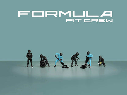 "Formula Pit Crew – Team Black" 6 piece Diecast Figure Set (6 Figures) Limited Edition for 1/64 Scale Models