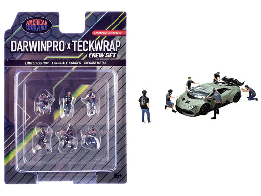 "DarwinPro x Teckwrap Crew" 6 piece Diecast Figure Set (6 Figures) Limited Edition for 1/64 Scale Models