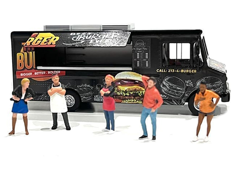 Food Truck "The Burger Truck" Black with Graphics 1/64 Diecast Model