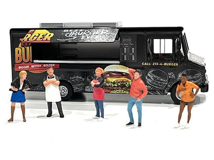 Food Truck "The Burger Truck" Black with Graphics 1/64 Diecast Model