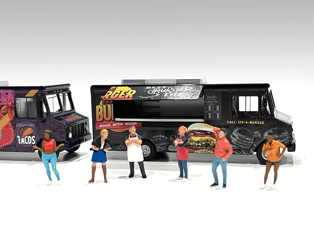 Food Truck "The Burger Truck" Black with Graphics 1/64 Diecast Model