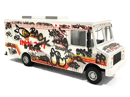 Food Truck "The Graffiti Truck" White with Graphics 1/64 Diecast Model