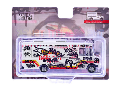 Food Truck "The Graffiti Truck" White with Graphics 1/64 Diecast Model