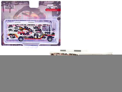 Food Truck "The Graffiti Truck" White with Graphics 1/64 Diecast Model