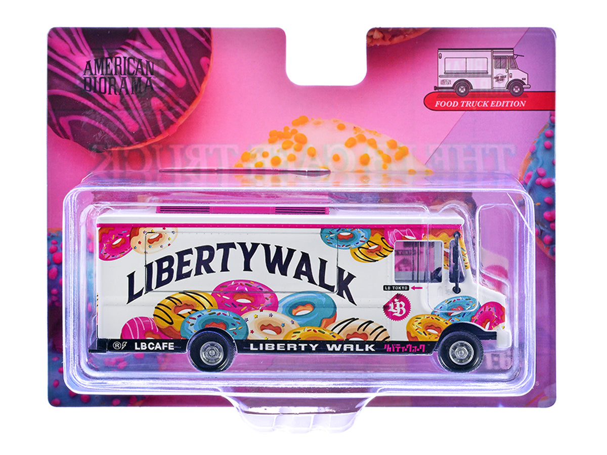 Food Truck "The LB Cafe Truck - Liberty Walk" White with Graphics 1/64 Diecast Model