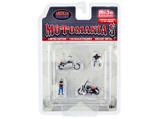 "Motomania 5" 4 piece Diecast Set (2 Figures and 2 Motorcycles) Limited Edition to 4800 pieces Worldwide for 1/64 Scale Models