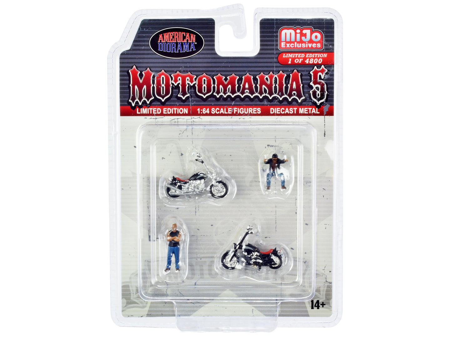 "Motomania 5" 4 piece Diecast Set (2 Figures and 2 Motorcycles) Limited Edition to 4800 pieces Worldwide for 1/64 Scale Models