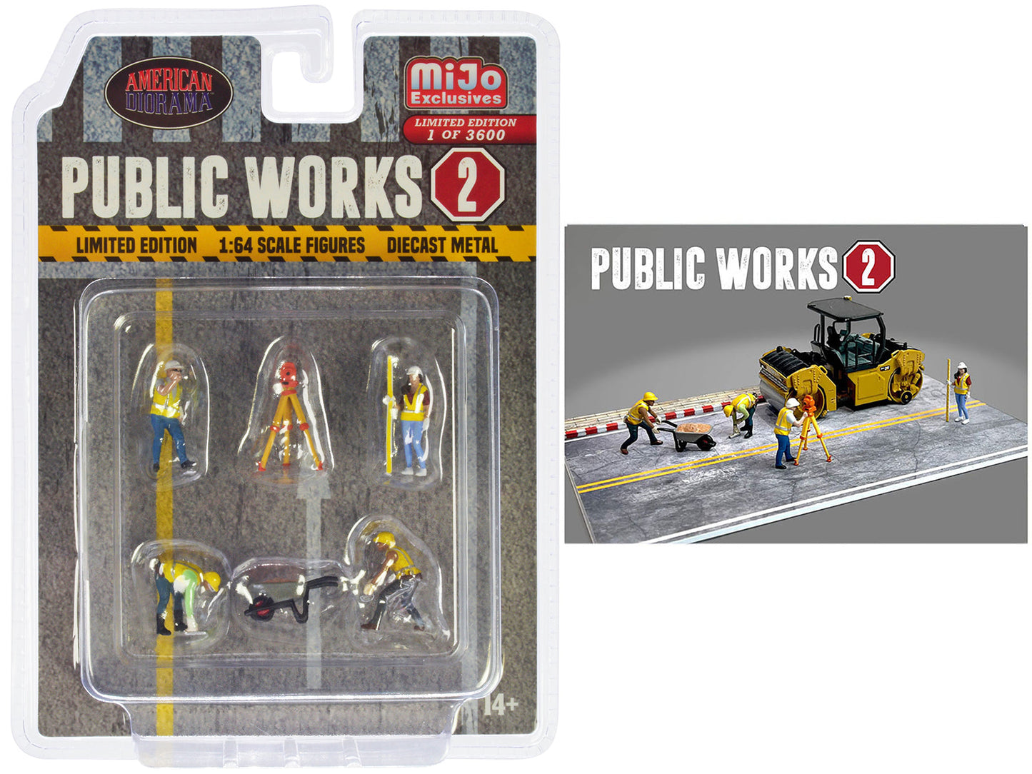 "Public Works 2" 6 piece Diecast Figure Set (4 Figures 1 camera 1 wheelbarrow) Limited Edition to 3600 pieces Worldwide for 1/64 scale models