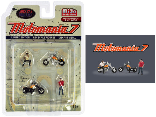 "Motomania 7" 4 piece Diecast Figure Set (2 Figures 2 Motorcycles) Limited Edition to 4800 pieces Worldwide for 1/64 scale models