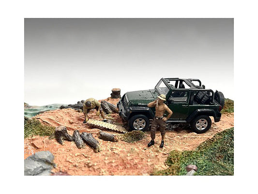"4X4 Mechanics" 2 Piece Diecast Figure Set 1 for 1/43 Scale Models
