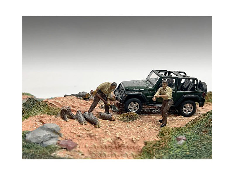 "4X4 Mechanics" 2 Piece Diecast Figure Set 2 for 1/43 Scale Models