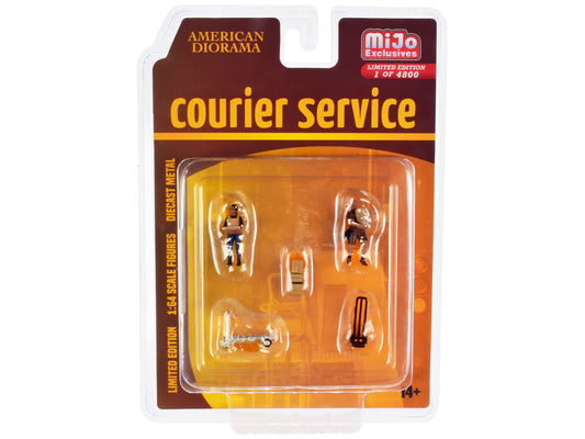 "Courier Service" 5 Piece Diecast Figures Set (2 Worker Figures and 3 accessories) Limited Edition to 4800 pieces Worldwide for 1/64 Scale Models
