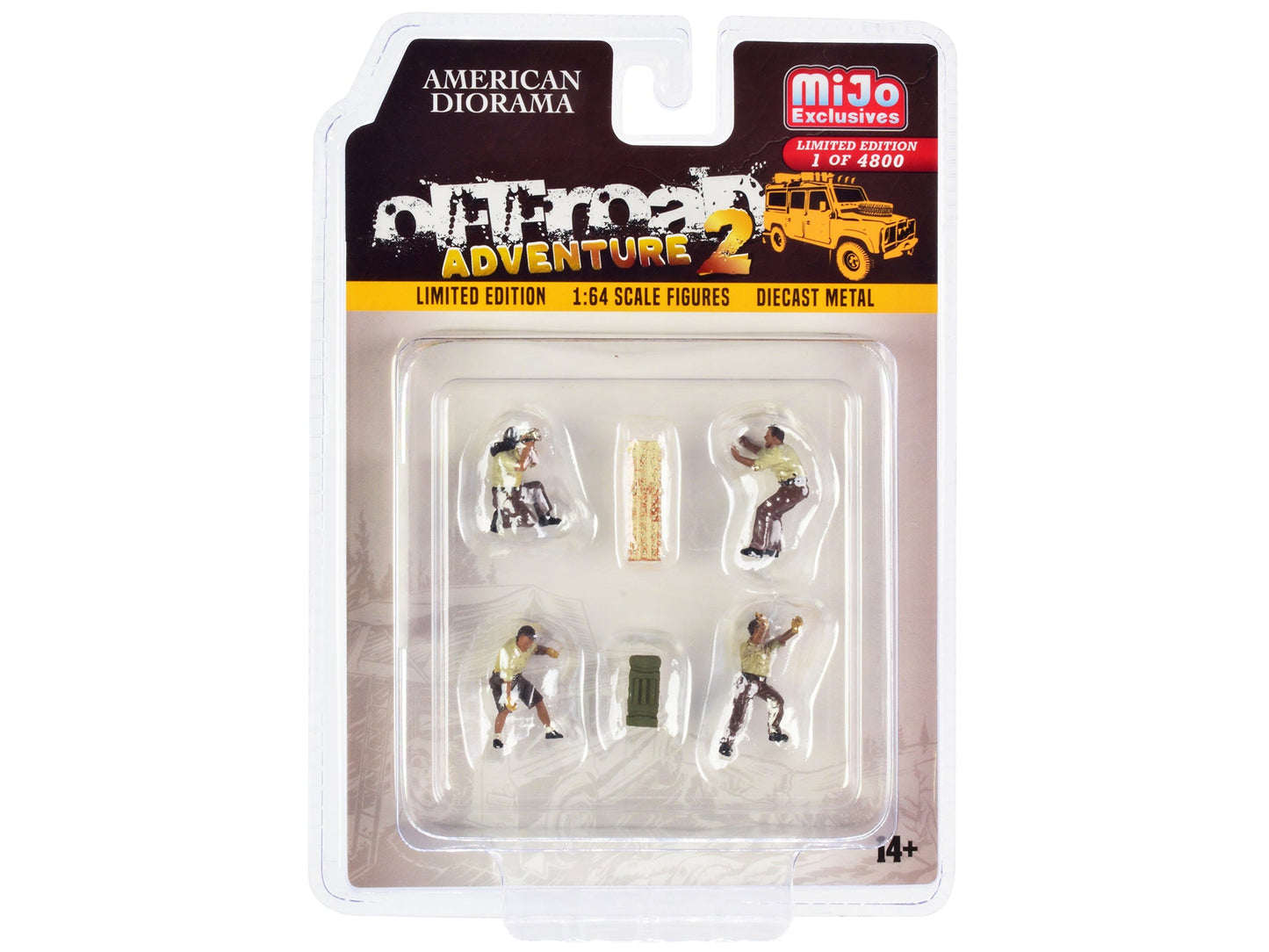 "Off-Road Adventure 2" 6 piece Diecast Set (4 Male Figurines and 2 Accessories) Limited Edition to 4800 pieces Worldwide for 1/64 Scale Models