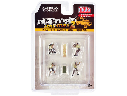 "Off-Road Adventure 2" 6 piece Diecast Set (4 Male Figurines and 2 Accessories) Limited Edition to 4800 pieces Worldwide for 1/64 Scale Models