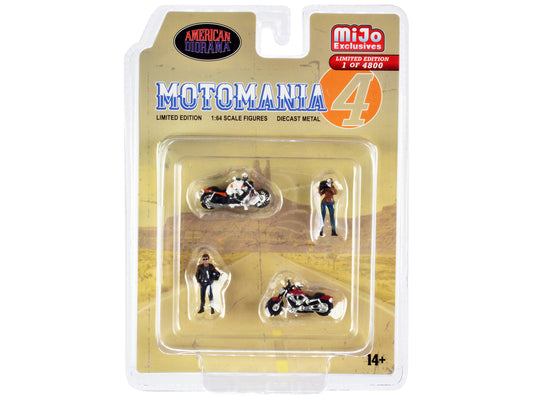 "Motomania 4" 4 piece Diecast Set (2 Figures and 2 Motorcycles) Limited Edition to 4800 pieces Worldwide 1/64 Scale Models