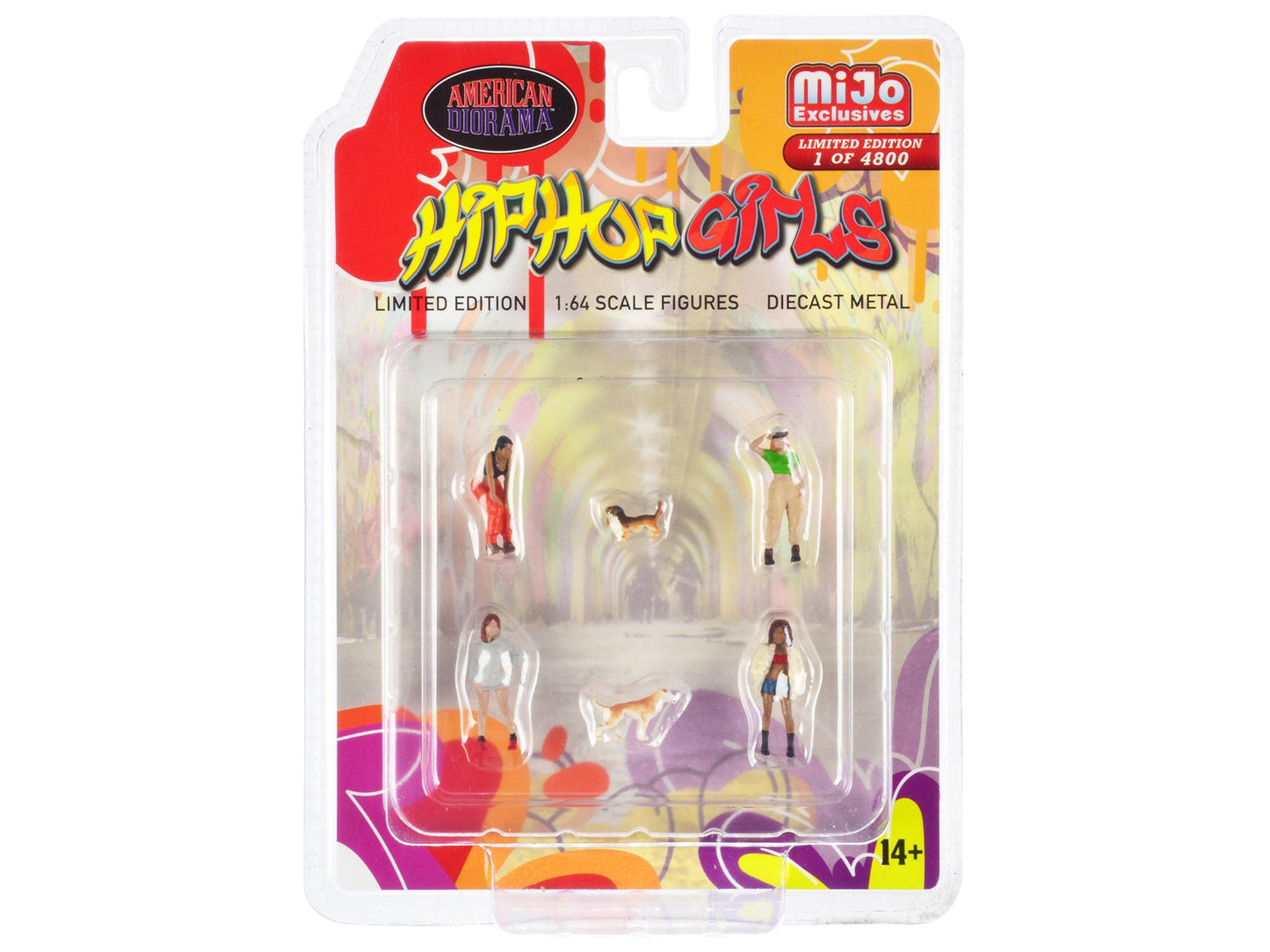 "Hip Hop Girls" 6 piece Diecast Set (4 Women 2 Dog Figures) Limited Edition to 4800 pieces Worldwide 1/64 Scale Models