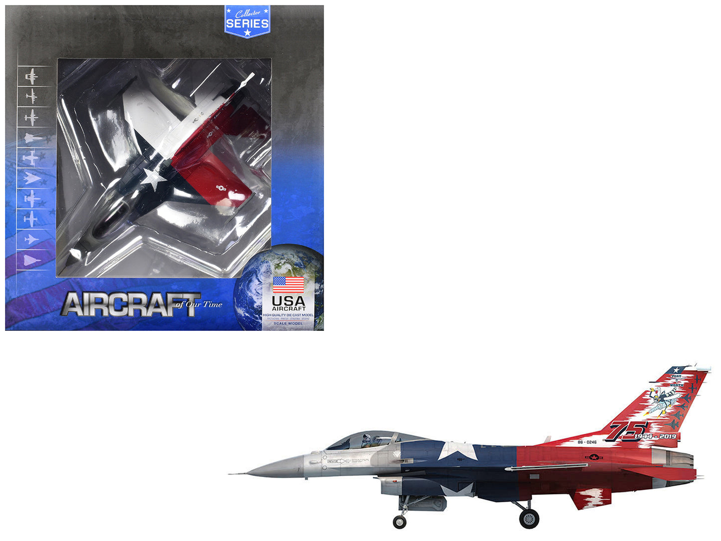 Lockheed F-16C Fighting Falcon Fighter Aircraft "301st FW 457th FS Spads 75th Anniversary" (2019) United States Air Force "Collector Series" 1/100 Diecast Model