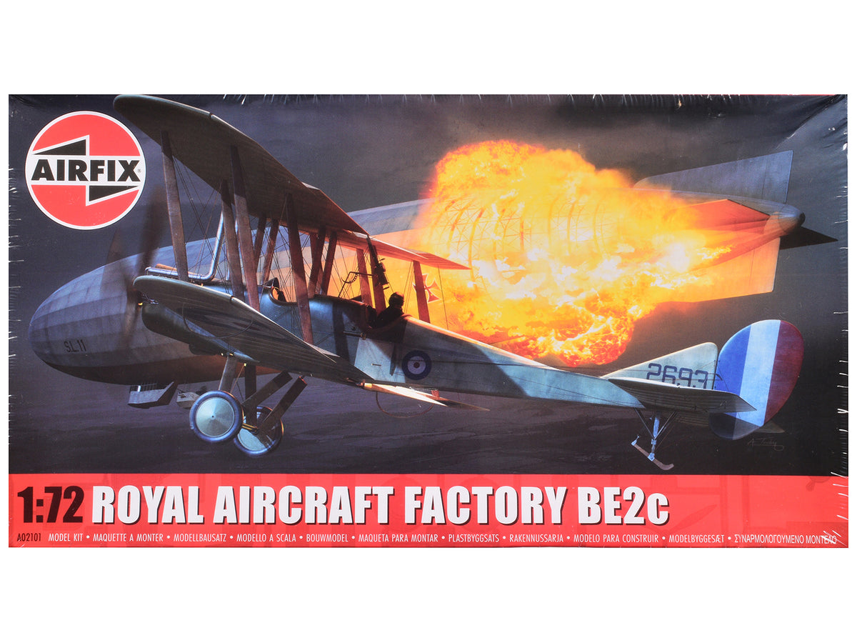 Level 2 Model Kit Royal Aircraft Factory BE2c Aircraft with 2 Scheme Options 1/72 Scale Plastic Model Kit