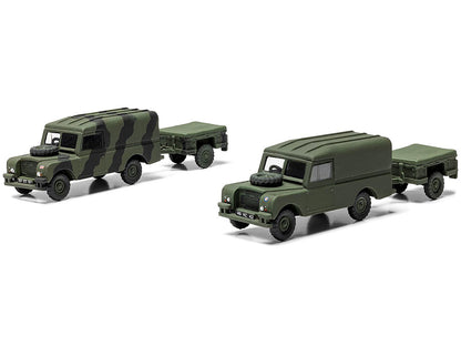 Level 2 Model Kit Land Rover LWB (Hard Top) Truck and Trailer with 2 Scheme Options 1/76 Scale Plastic Model Kit