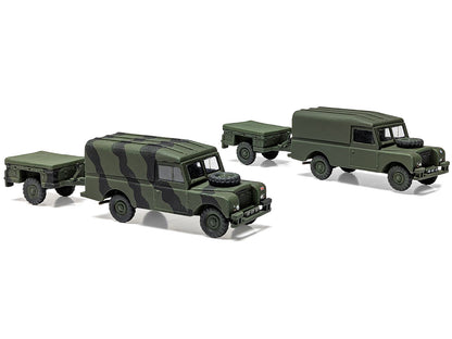 Level 2 Model Kit Land Rover LWB (Hard Top) Truck and Trailer with 2 Scheme Options 1/76 Scale Plastic Model Kit