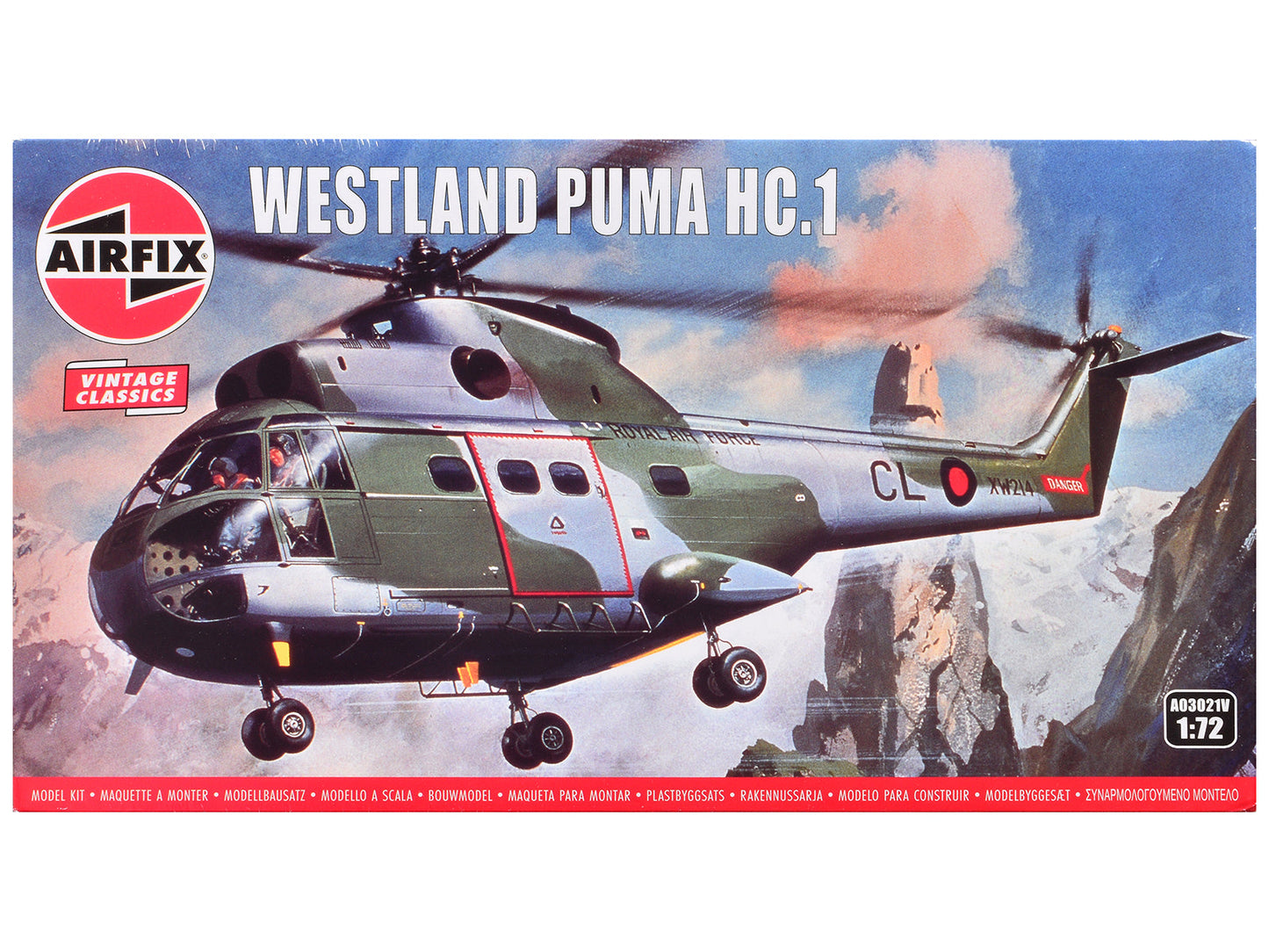 Level 2 Model Kit Westland Puma HC.1 Helicopter with 2 Scheme Options 1/72 Plastic Model Kit