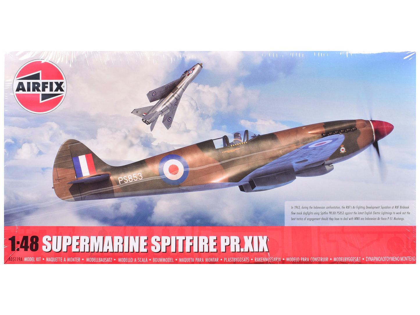 Level 2 Model Kit Supermarine Spitfire PR.XIX Fighter Aircraft with 3 Scheme Options 1/48 Plastic Model Kit