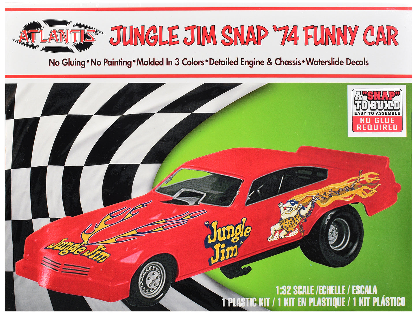Model Kit 1974 Funny Car "Jungle Jim" (Snap-to-Build) 1/32 Scale Model