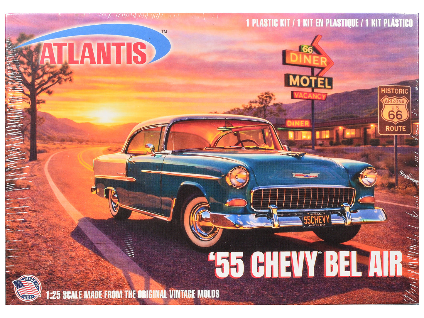 Skill 3 Model Kit 1955 Chevrolet Bel Air Hardtop "Route 66" 1/25 Scale Model