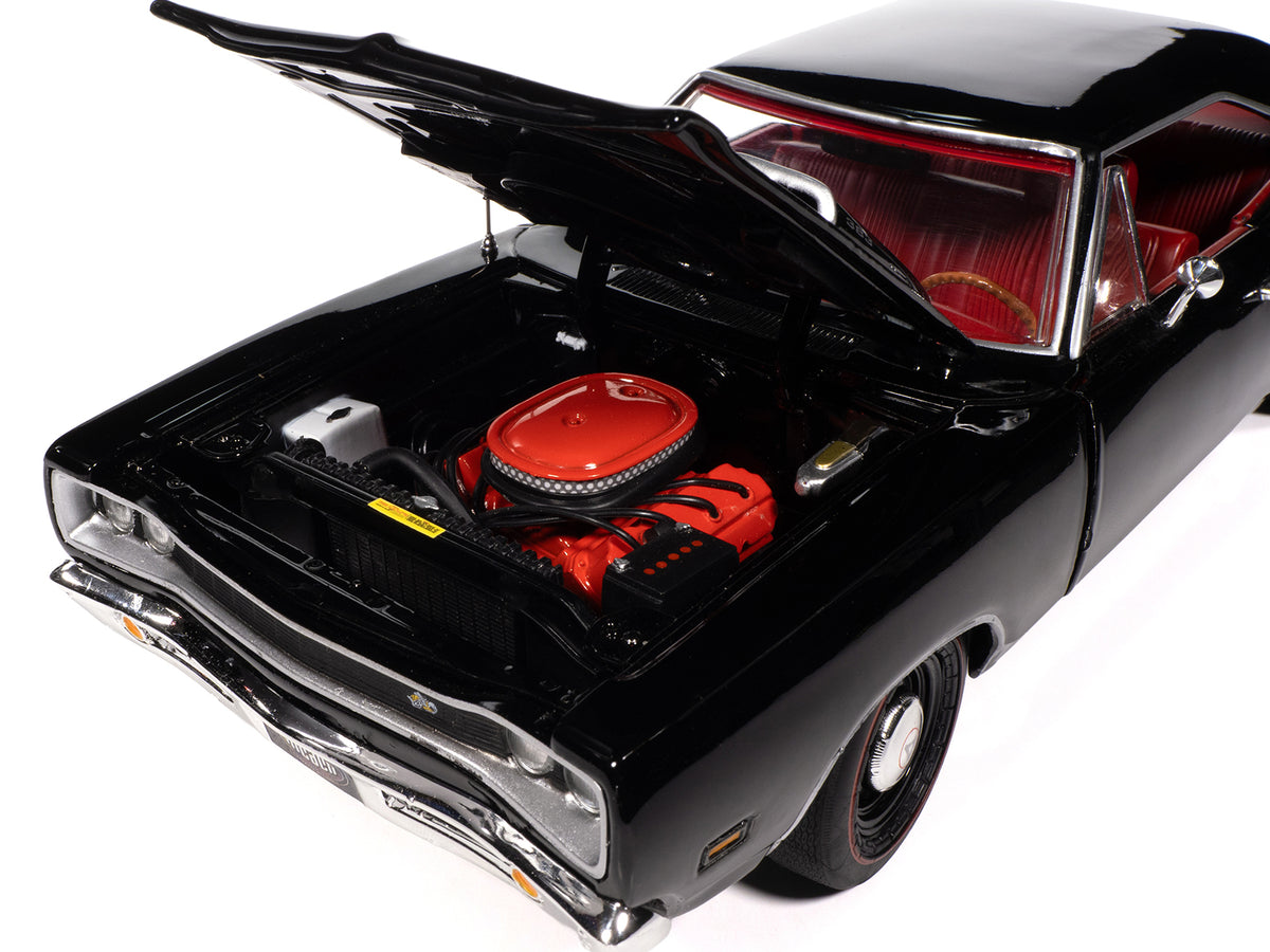 1969 Dodge Coronet Super Bee "Muscle Car & Corvette Nationals" (MCACN) Black with Red Interior "American Muscle" Series 1/18 Diecast Model Car
