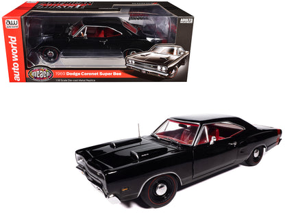 1969 Dodge Coronet Super Bee "Muscle Car & Corvette Nationals" (MCACN) Black with Red Interior "American Muscle" Series 1/18 Diecast Model Car