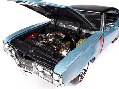 1968 Oldsmobile 442 W30 Holiday Coupe Teal Frost Metallic with Red Stripes and Black Vinyl Top "Hemmings Motor News July 2023 Cover Car" "American Muscle" Series 1/18 Diecast Model Car