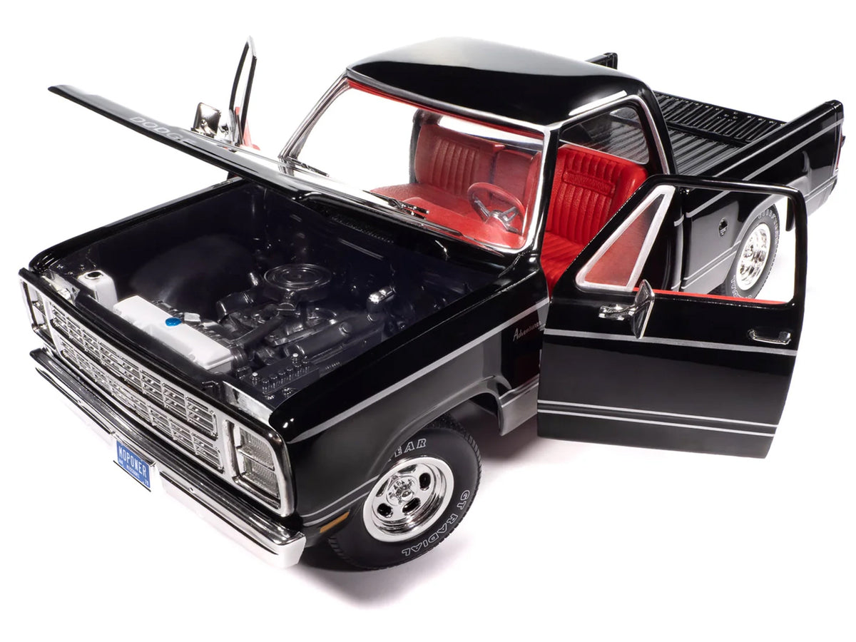 1979 Dodge Adventurer Sweptline Pickup Truck Black with Red Interior "American Muscle" Series 1/18 Diecast Model Car