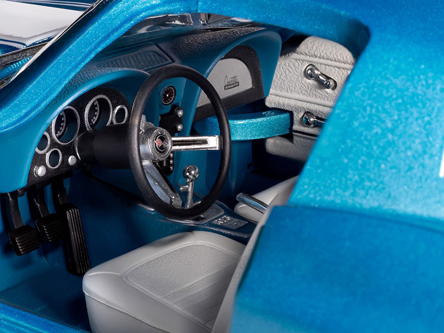 1967 Chevrolet Corvette Stingray Light Blue Metallic with White Hood Stripe "American Muscle" Series 1/18 Diecast Model Car