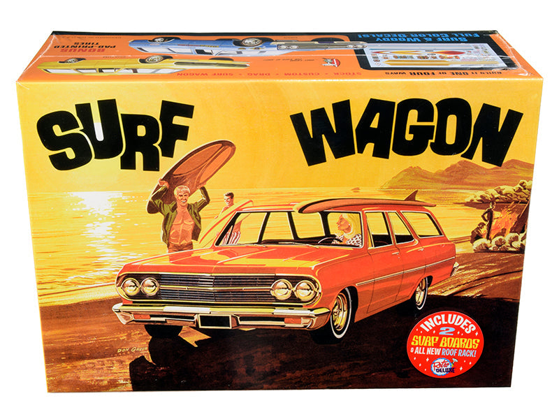 Skill 2 Model Kit 1965 Chevrolet Chevelle "Surf Wagon" with Two Surf Boards 4 in 1 Kit 1/25 Scale Model