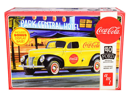 Skill 3 Model Kit 1940 Ford Sedan Delivery Van "Coca-Cola" with Display Base 1/25 Scale Model