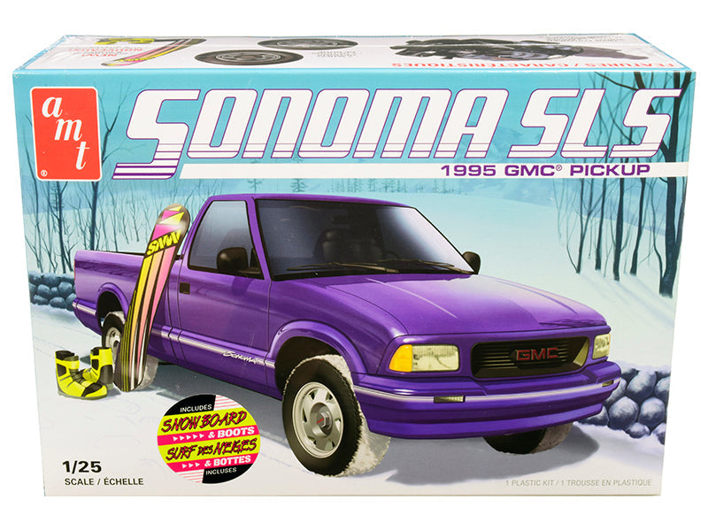 Skill 2 Model Kit 1995 GMC Sonoma SLS Pickup Truck with Snowboard and Boots 1/25 Scale Model