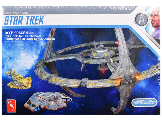 Skill 2 Model Kit Deep Space 9 Space Station with USS Defiant NX-74205 Space Ship and Cadassian Keldon-Class Cruiser "Star Trek: Deep Space Nine" (1993-1999) TV Series 1/3300 Scale Model