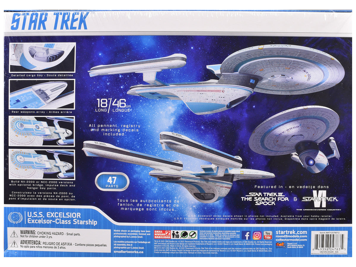 Skill 2 Model Kit U.S.S. Excelsior NX-2000 Space Ship "Star Trek III: The Search for Spock" (1984) Movie 1/1000 Scale Model