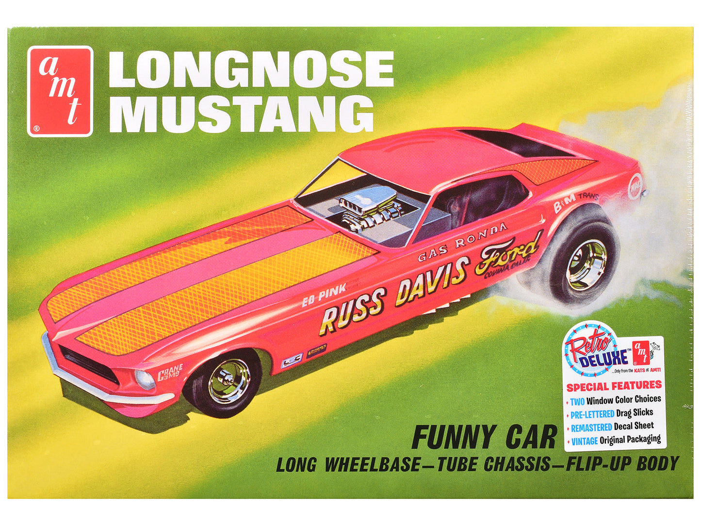 Skill 2 Model Kit 1969 Ford Mustang Longnose Funny Car "Gas Ronda" 1/25 Scale Model
