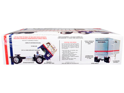 Skill 3 Model Kit Ford C900 Truck Tractor with Trailer "U.S. Mail" 1/25 Scale Model