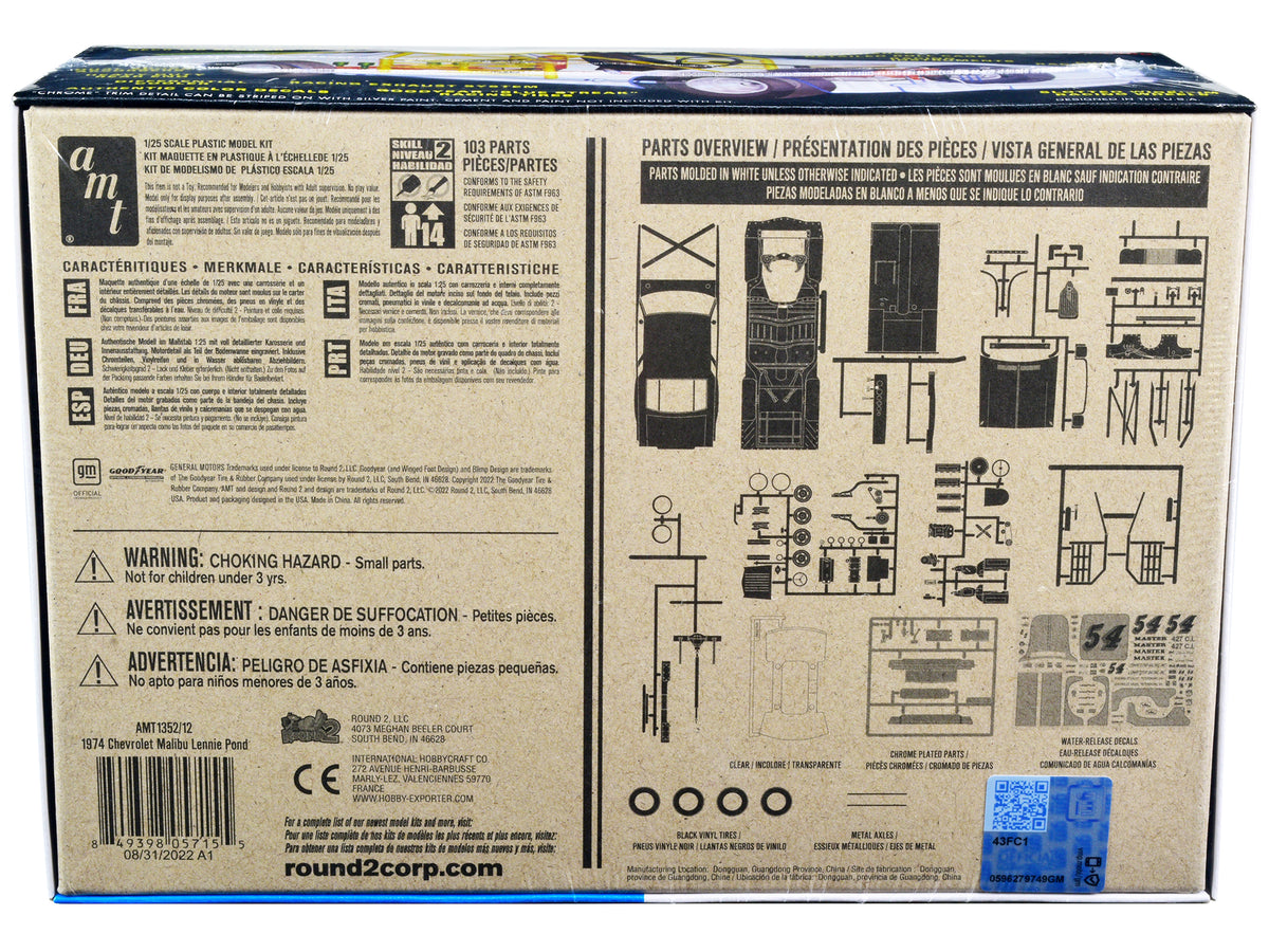 Skill 2 Model Kit 1974 Chevrolet Malibu Stock Car #54 Lennie Pond 1/25 Scale Model