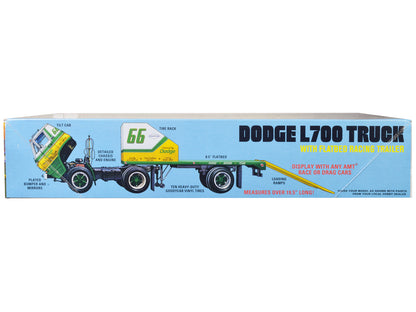 Skill 3 Model Kit 1966 Dodge L700 Truck with Flatbed Racing Trailer 1/25 Scale Model