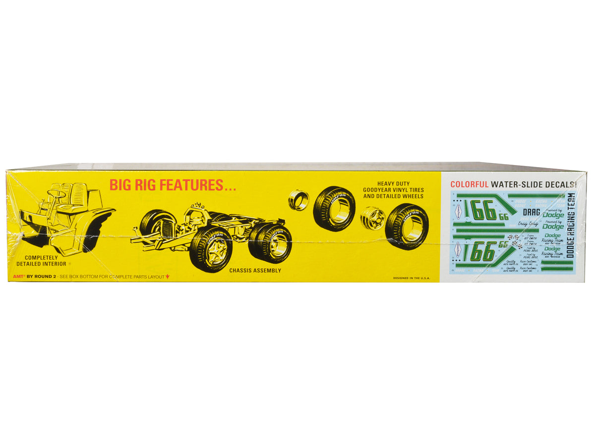 Skill 3 Model Kit 1966 Dodge L700 Truck with Flatbed Racing Trailer 1/25 Scale Model