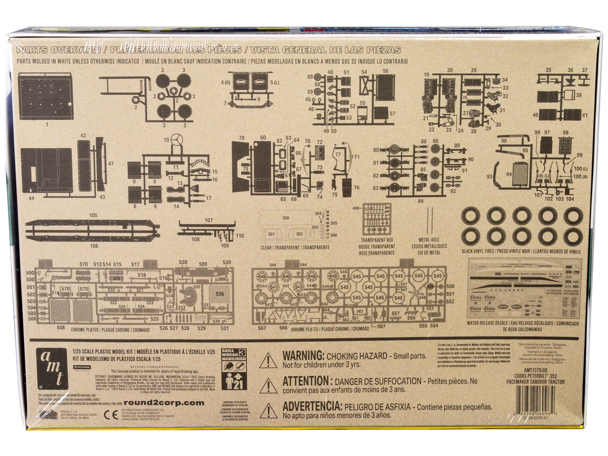 Skill 3 Model Kit Peterbilt 352 Pacemaker Cabover Tractor "Coors" 1/25 Scale Model