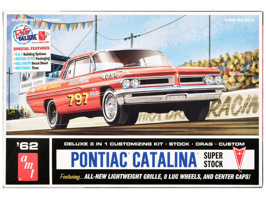 Skill 2 Model Kit 1962 Pontiac Catalina Super Stock 3-in-1 Kit 1/25 Scale Model