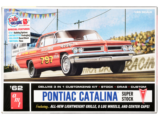 Skill 2 Model Kit 1962 Pontiac Catalina Super Stock 3-in-1 Kit 1/25 Scale Model