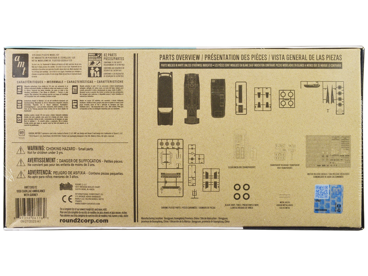 Skill 2 Model Kit 1959 Cadillac Ambulance with Gurney Accessory 1/25 Scale Model